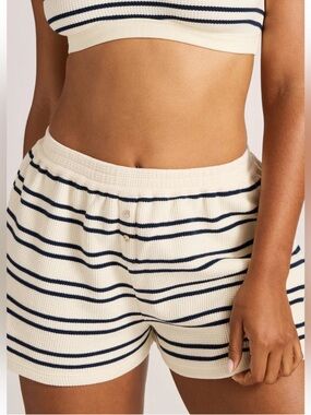 Negative Underwear Waffle Knit Shorts Sailor Stripe Medium NWT
